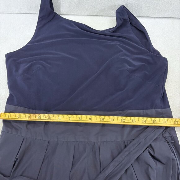 Lauren Ralph Lauren Yoko Dress Womens SZ 14 Fit Flare Midi Sleeveless Navy Blue‎ - Picture 14 of 16